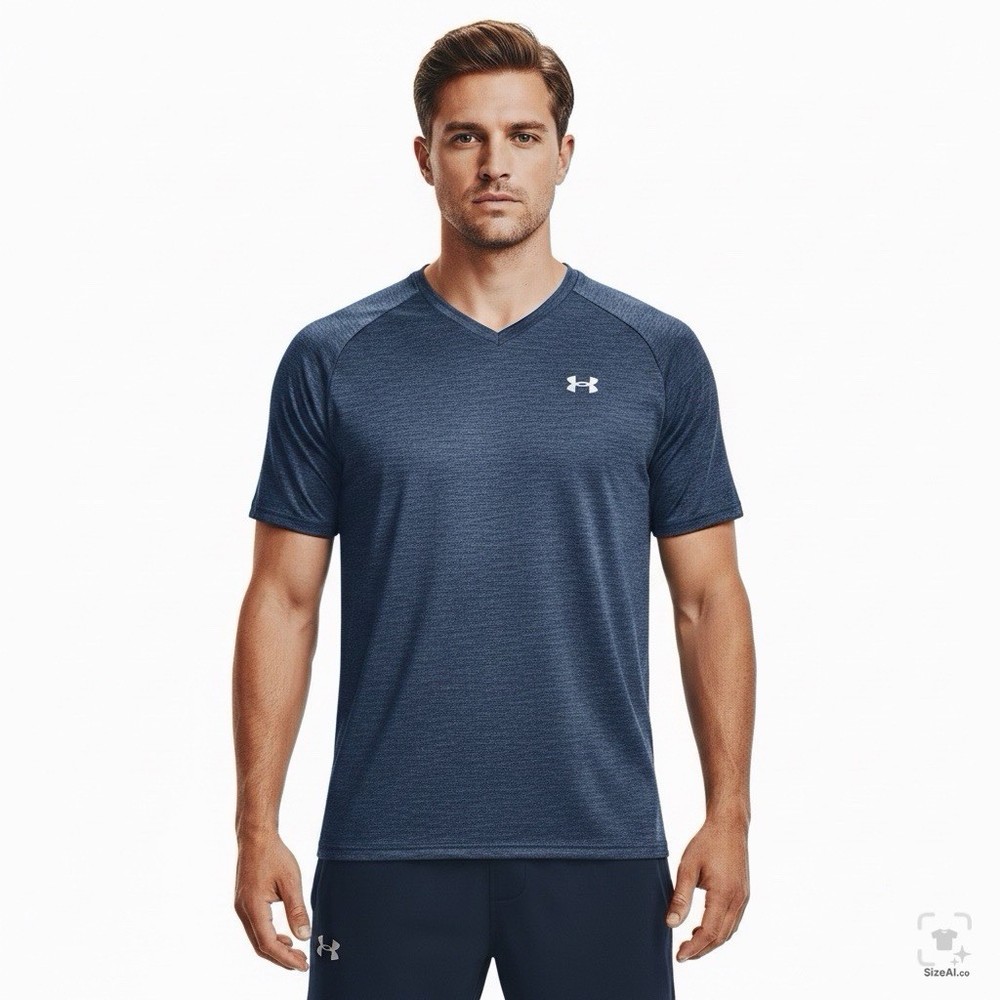 Under Armour HeatGear V Neck T Shirt Mens 3XLT Navy Athletic Workout
