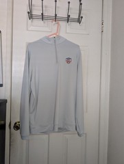 Peter Millar Crown Sport Embroidered Logo Lgt Gray Zip Pullover Top for Men – L