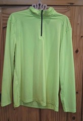 Starter Dri-Star Long Sleeve Pullover 1/4 Zip Shirt Size Med Lt Yellow Green