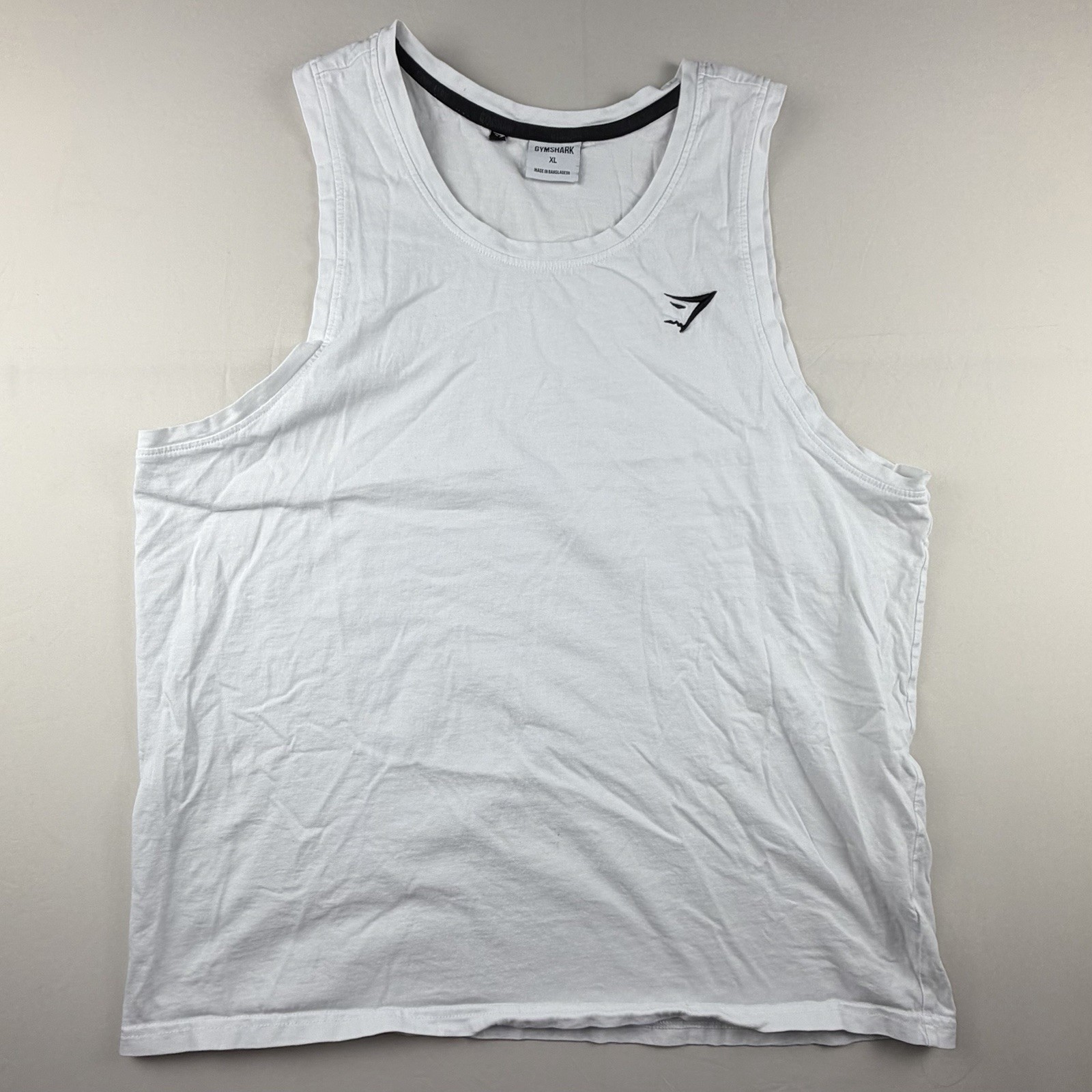 Gymshark Tank Top Mens XL White Sleeveless Stretch Workout Gym Training Cotton gallery