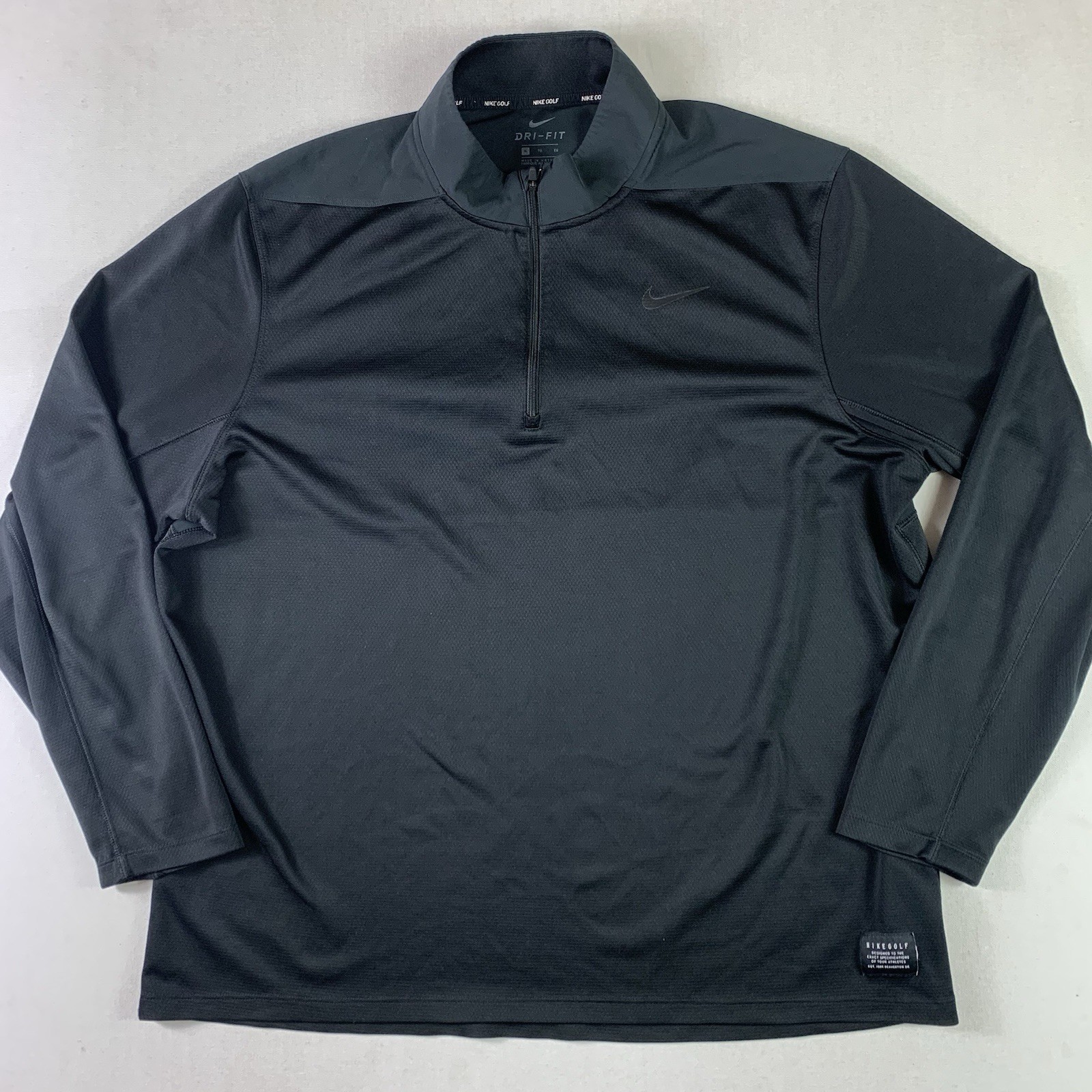 Nike Men’s Quarter Zip Pullover 1/4 Zip Long Sleeve Black Dri-fit Size XL Golf gallery
