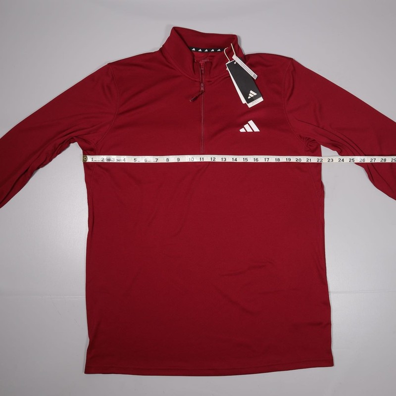 NWT Adidas Training 1/4 Zip Performance Pullover Burgundy Polyester Mens Large gallery