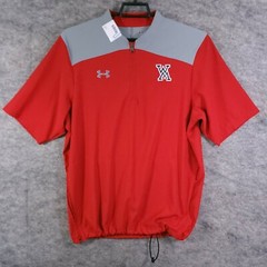 Under Armour Shirt Men Small Medium SM Red Gray Side Zip West Monroe Logo Pocket
