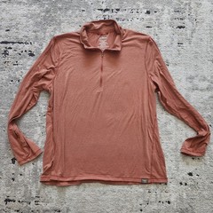 ​L.L. Bean Men’s L Large Quarter 1/4 Zip Pullover Shirt Terracotta Rust Brown Re