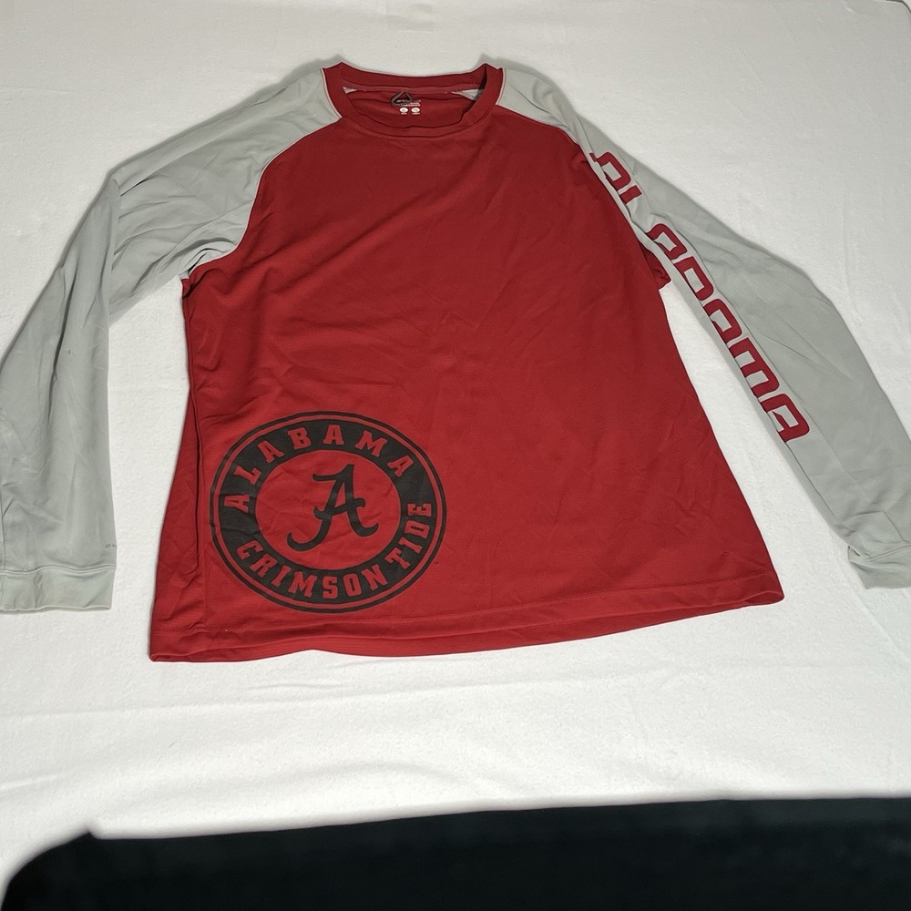 Alabama Crimson Tide Shirt Mens XL Red and Gray Omni Shade Long Sleeve Columbia