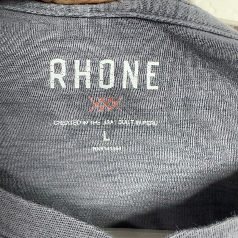 RHONE Shirt Mens L Grey Short Sleeve Raglan Henley Performance Athleisure Sports gallery