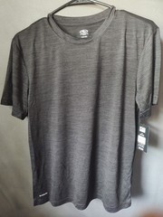 Athletic Works DriWorks Men’s Moisture Wicking Striped Tee Gray S 34-36