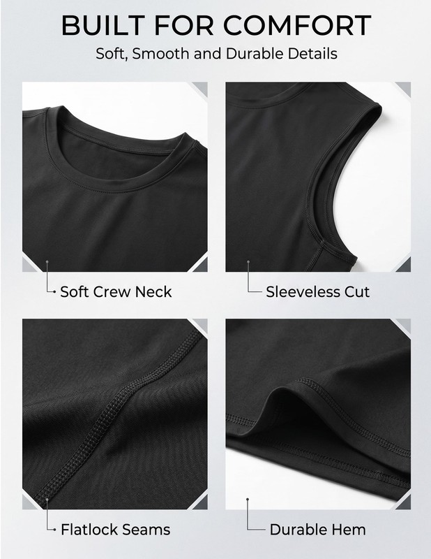 5 Pack Men's Athletic Compression Shirts Sleeveless Tank Top Base Layer Sport... gallery