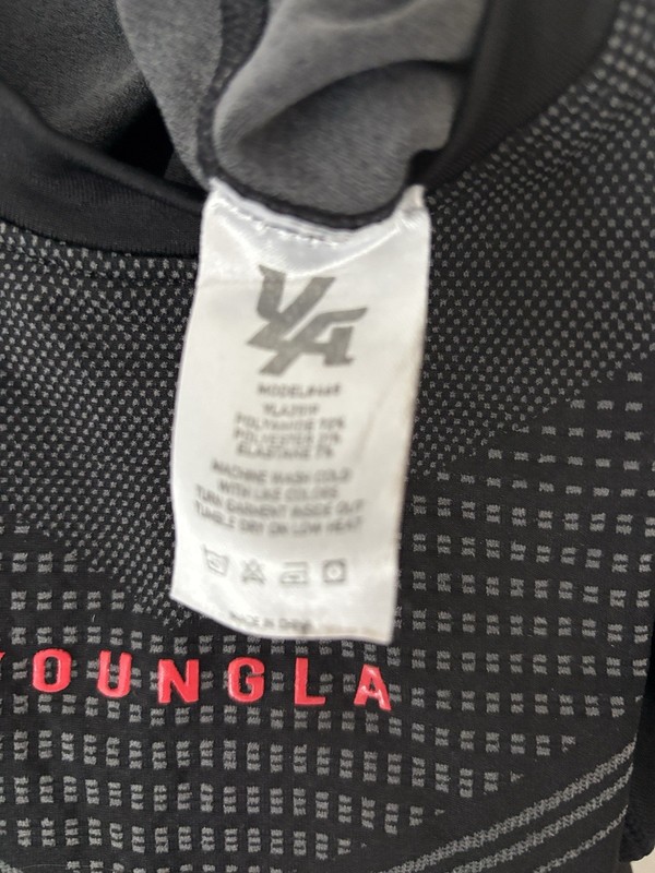 YoungLA Black 465 Compression Superhero Tee Super Fitted Small Gray Red Detail gallery