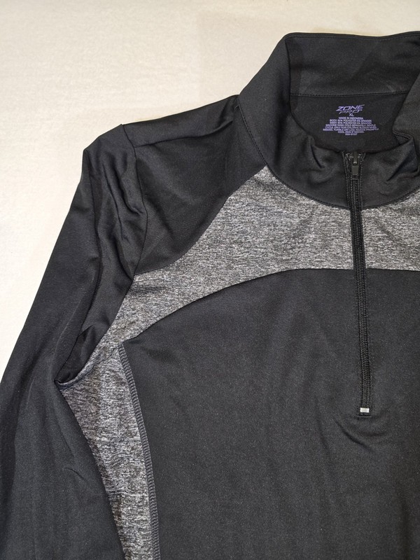 Zone Pro Athletic Quarter Zip Pullover Active Black Gray Size XL gallery
