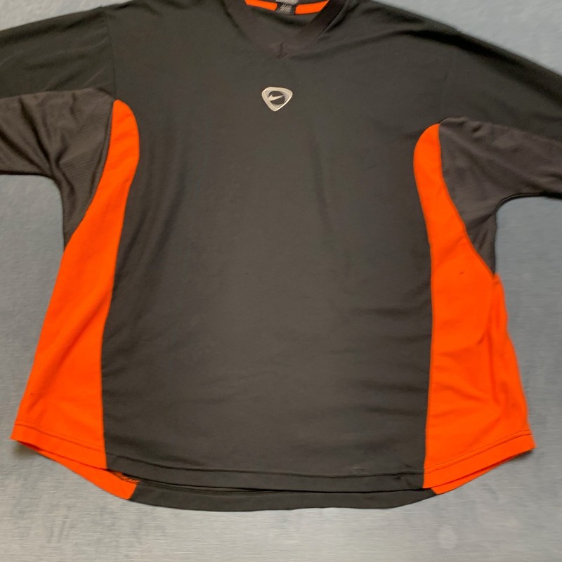 Nike Team Shirt Mens 2XL Black Orange Short Sleeve Logo Performance V-Neck gallery