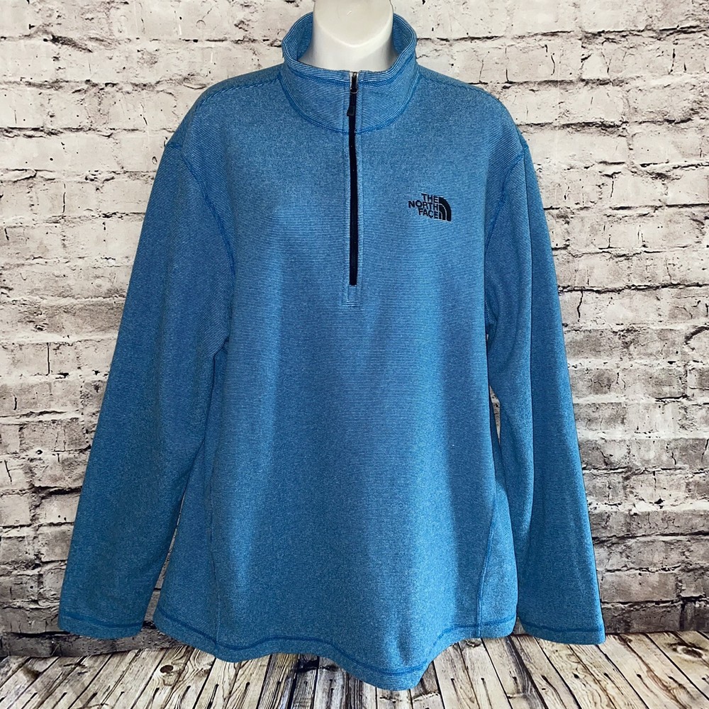The North Face Mens 1/4 Zip Fleece Shirt Jacket L Turquoise Blue Shirt B24