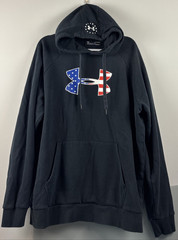 Under Armour Mens XL Freedom Black Hoodie Coldgear w/American Flag Stars Stripes