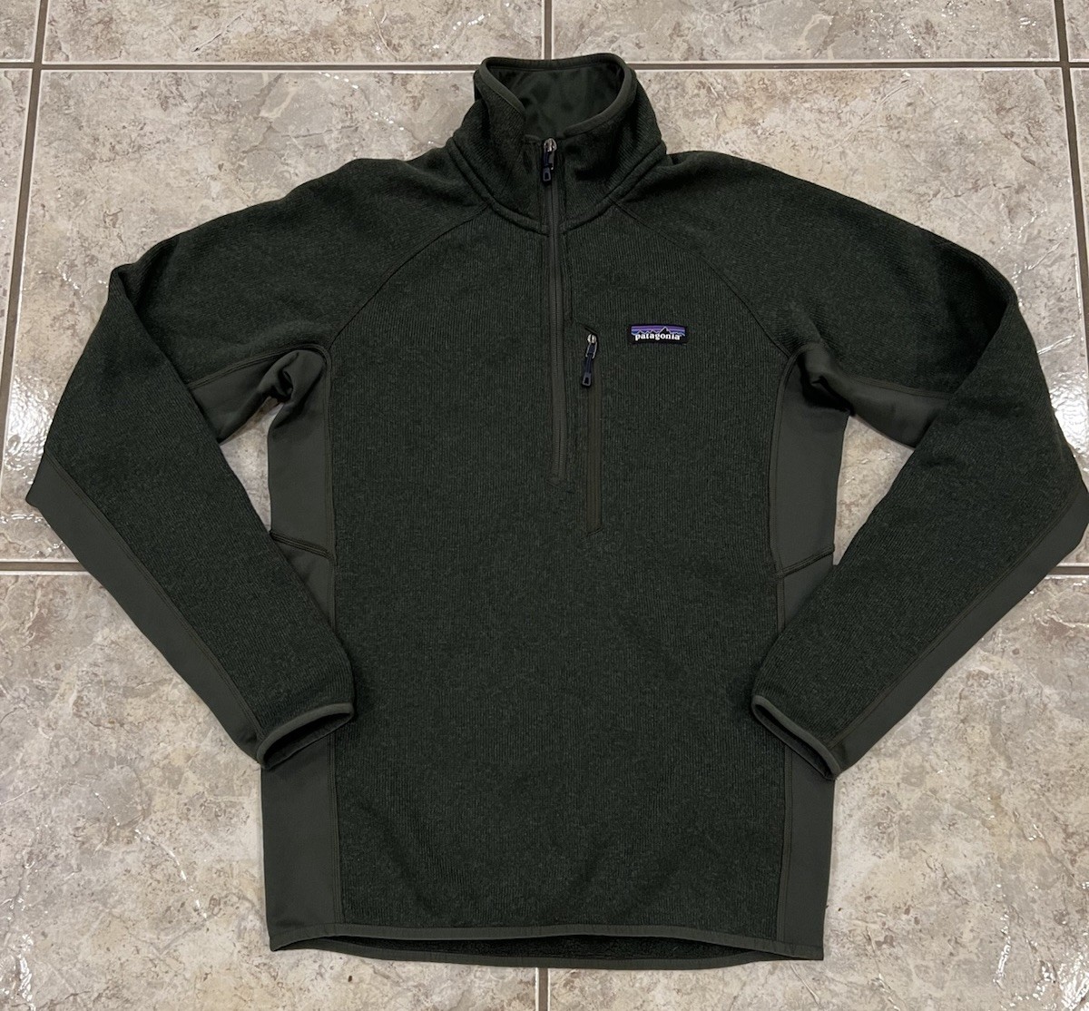 Men's S Patagonia Performance Better Sweater Army Green 1/4 Zip Fleece Hiking gallery