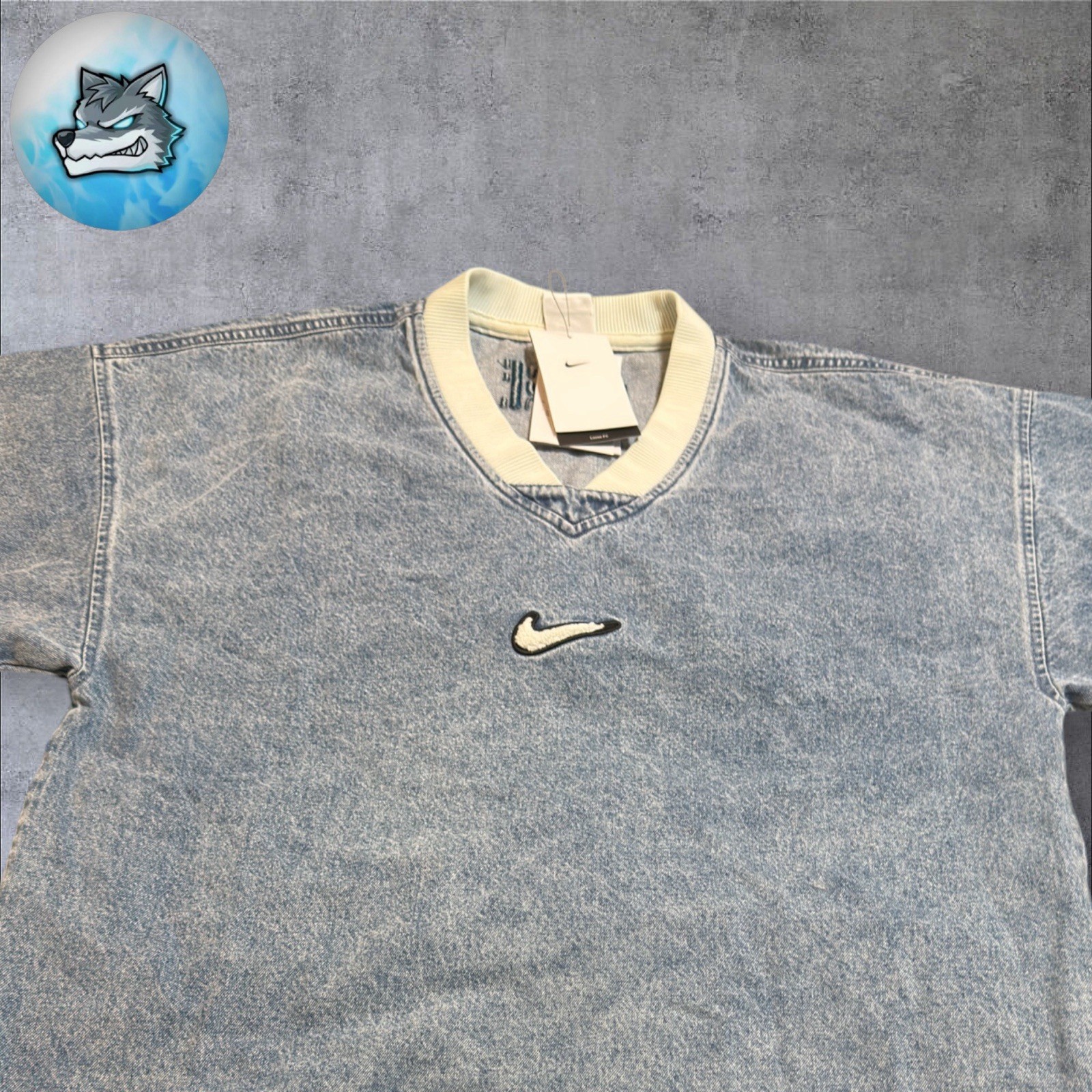 Nike Air Denim Short-Sleeve Basketball Top Blue Grey HV1918-436 Mens Size Small gallery
