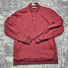 Travis Mathew Pullover Mens Large Maroon Quarter Zip Stretch Pockets Sweater