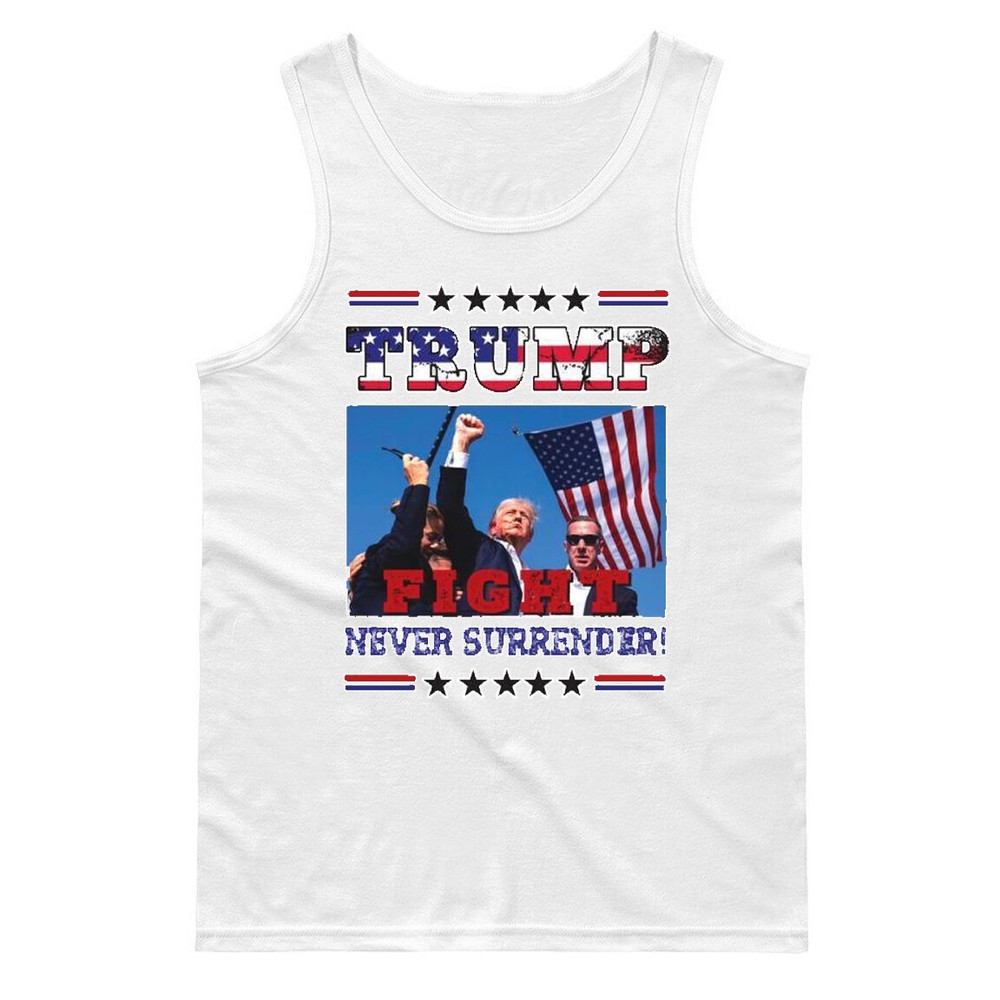 🔥 Donald Trump Never Surrender Men's Tank top MAGA 2024 Bullet Proof shot USA