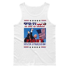 🔥 Donald Trump Never Surrender Men’s Tank top MAGA 2024 Bullet Proof shot USA