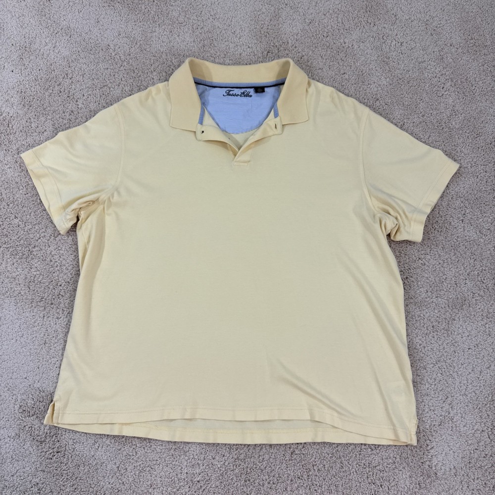 Tasso Elba Polo Shirt Mens XL Yellow Short Sleeve Golf Athletic Casual Stretch