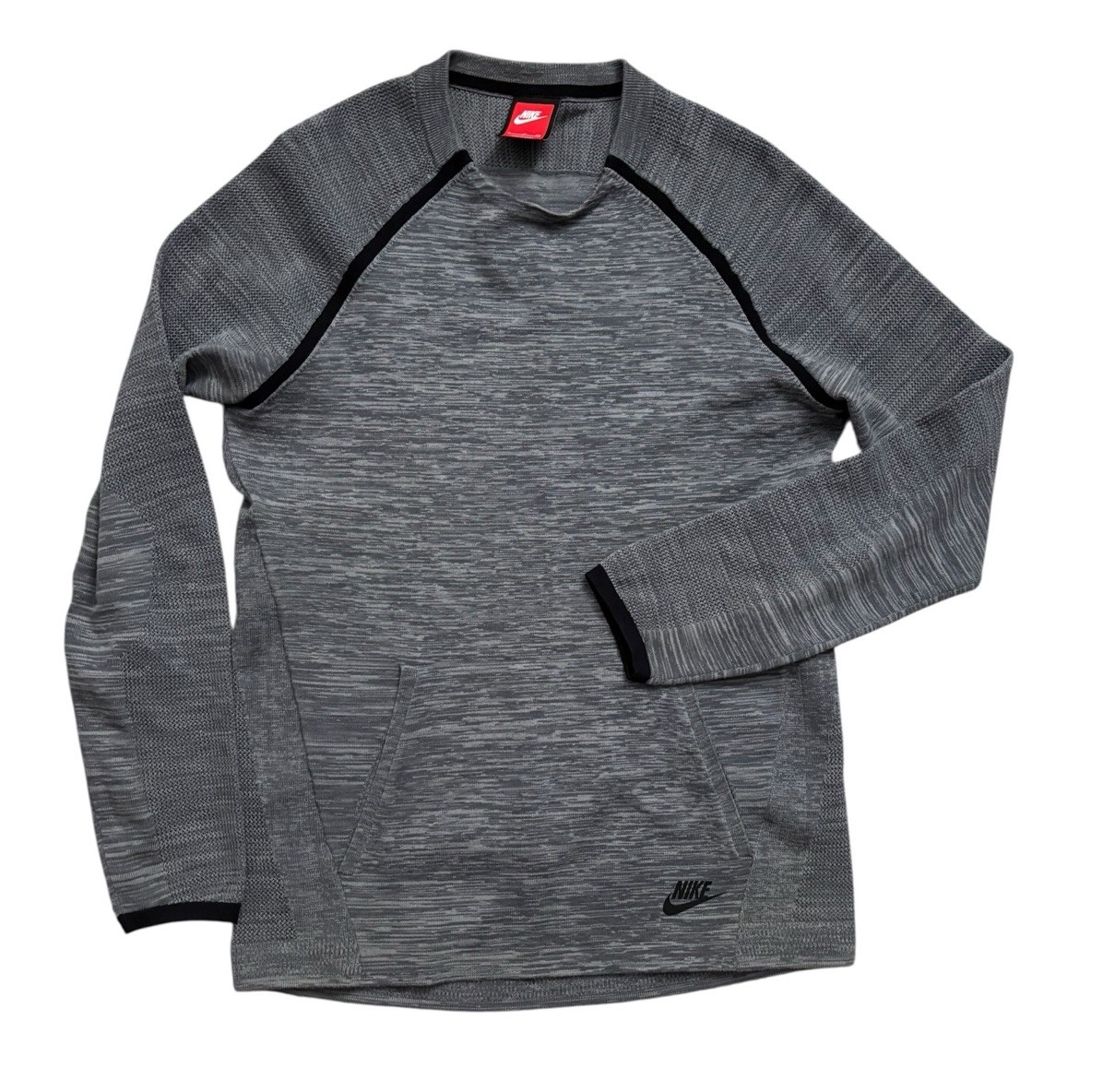 Nike Sweater Mens Size Small Gray Tech Knit Crew Kangaroo Pocket Training Gym gallery