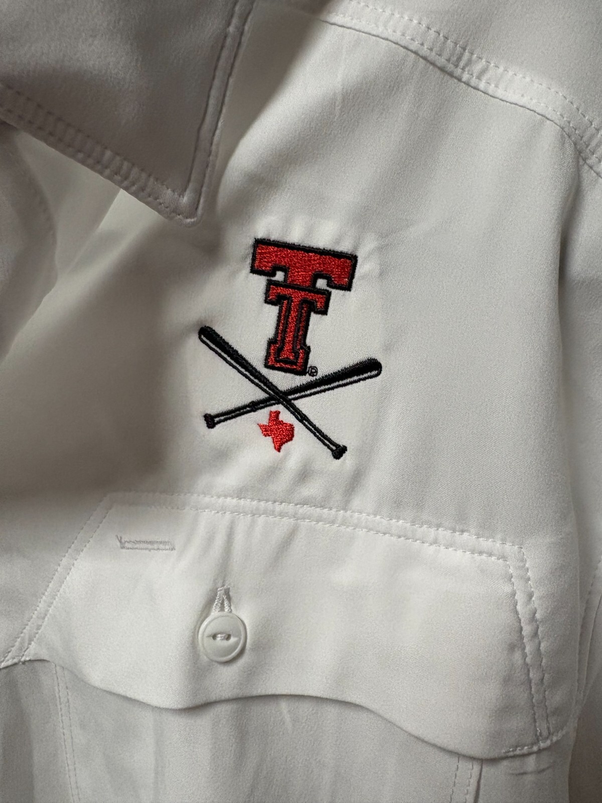 Under Armour Texas Tech Red Raiders Baseball Button Down Shirt White NWT gallery