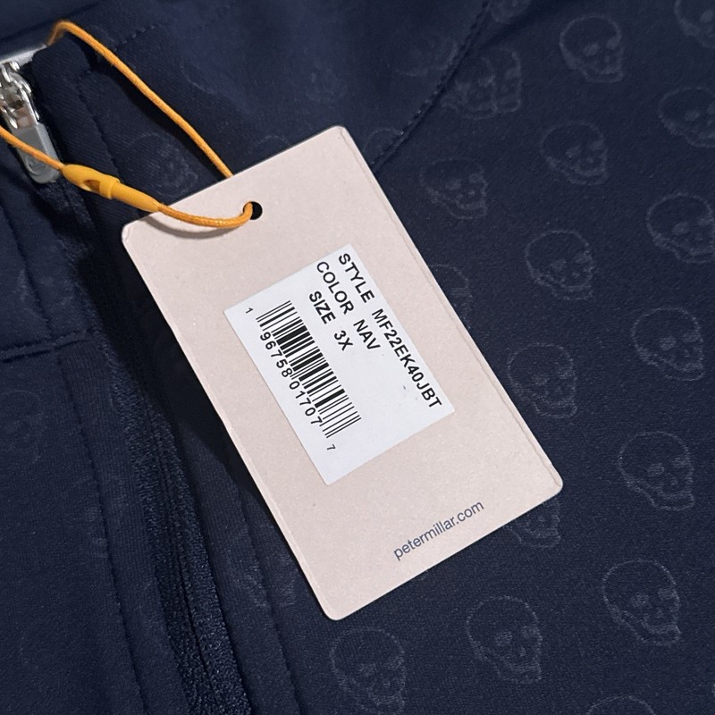 Peter Millar Quarter Zip Skull All Over Print Perth Melange Golf Pullover 3XL gallery