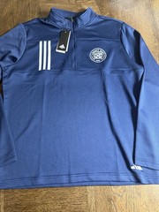 Adidas Blue Quarter-Zip Pullover with White Stripe Detail Men Size Large