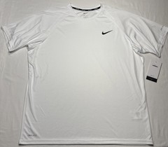 NIKE Swim Men’s Short Sleeve Hydroguard Rash Guard White Sz Small FREE SHIP $46