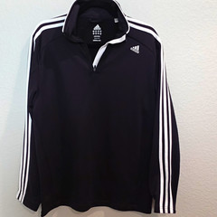adidas Men’s 1/4 Zip Pullover Mock Neck Long Sleeve Knit Black/White Size M