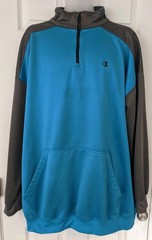 Champion Power Train Performance QuarterZip Pullover Two Tone Blue/Gray 4XL Read