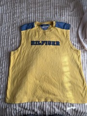 Vtg Y2K 2003 Hilfiger Denim Men Yellow Vintage Tank Top M 100% Cotton Blue Logo