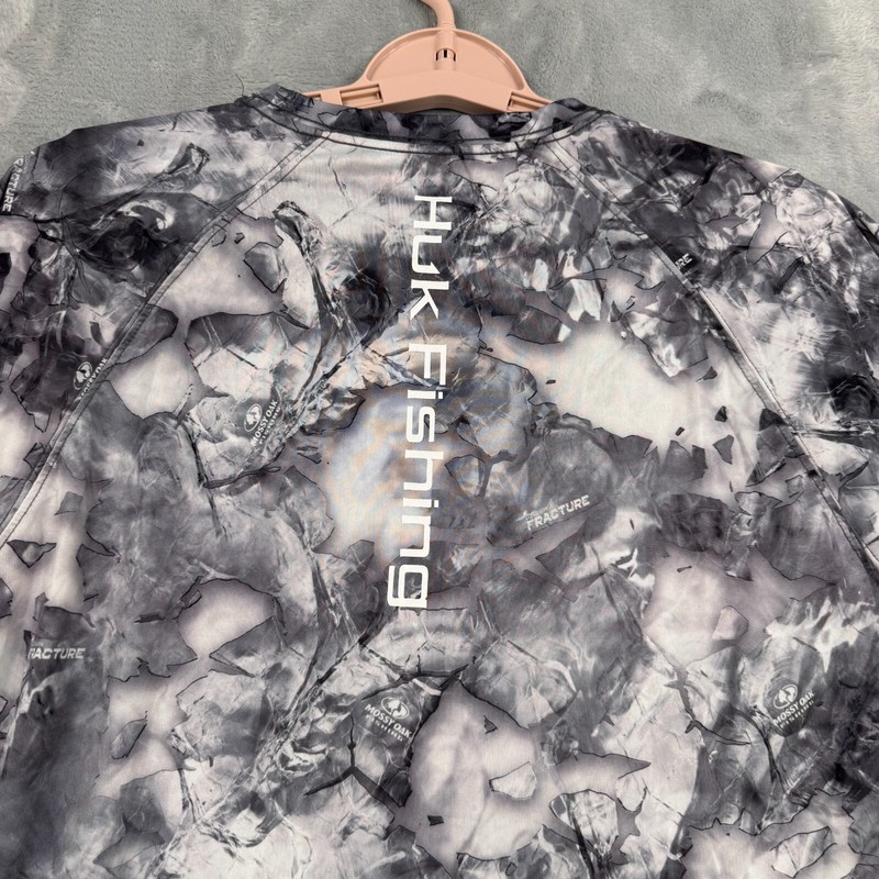 Huk Fishing Shirt Mens Medium Gray Camo Fracture Performance Long Sleeve Tee gallery