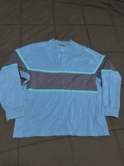 Nike Dri-Fit Long Sleeve Henley Golf Rugby Shirt Men’s L Blue Colorblock