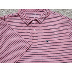 Vineyard Vines Edgartown Polo Shirt Mens 2XL XXL Red Navy Stripe Peru