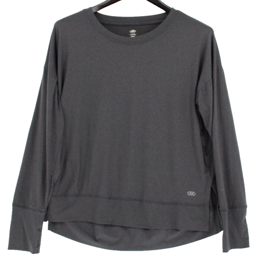 Leg3nd Activewear Shirt Men's Size L Gray Long Sleeve Slit Bottom Round Neck