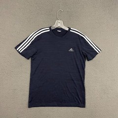 Adidas T-Shirt Mens Small Dark Blue Striped Activewear Workout Sports Gym Dad