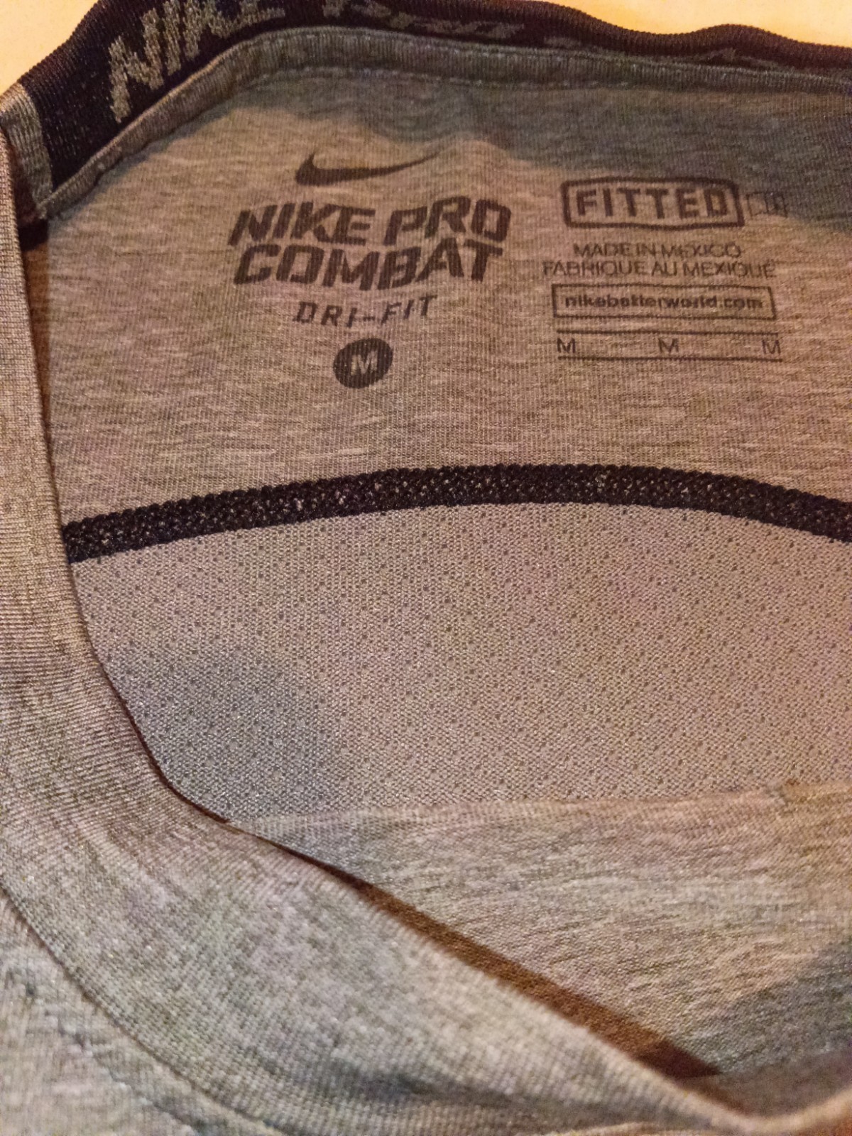 Nike Pro Combat Dri-FIT Men's M Gray/Black Compression Crew Neck Tee gallery