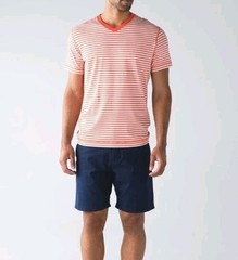 Lululemon 5 Year Basic SS Tee, Orange Striped~Rare,V Neck, Size S