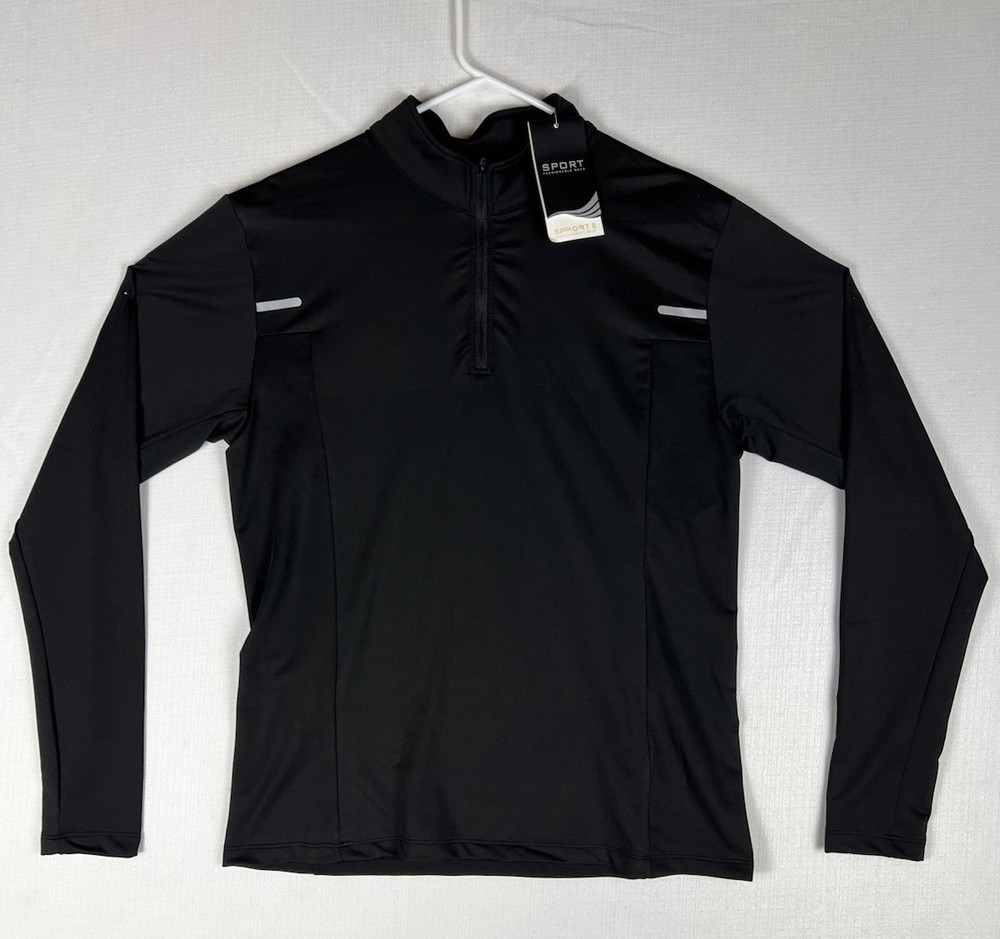 Men's Size Large Black Athletic Half-Zip Pullover - Quick Dry Performance Shirt