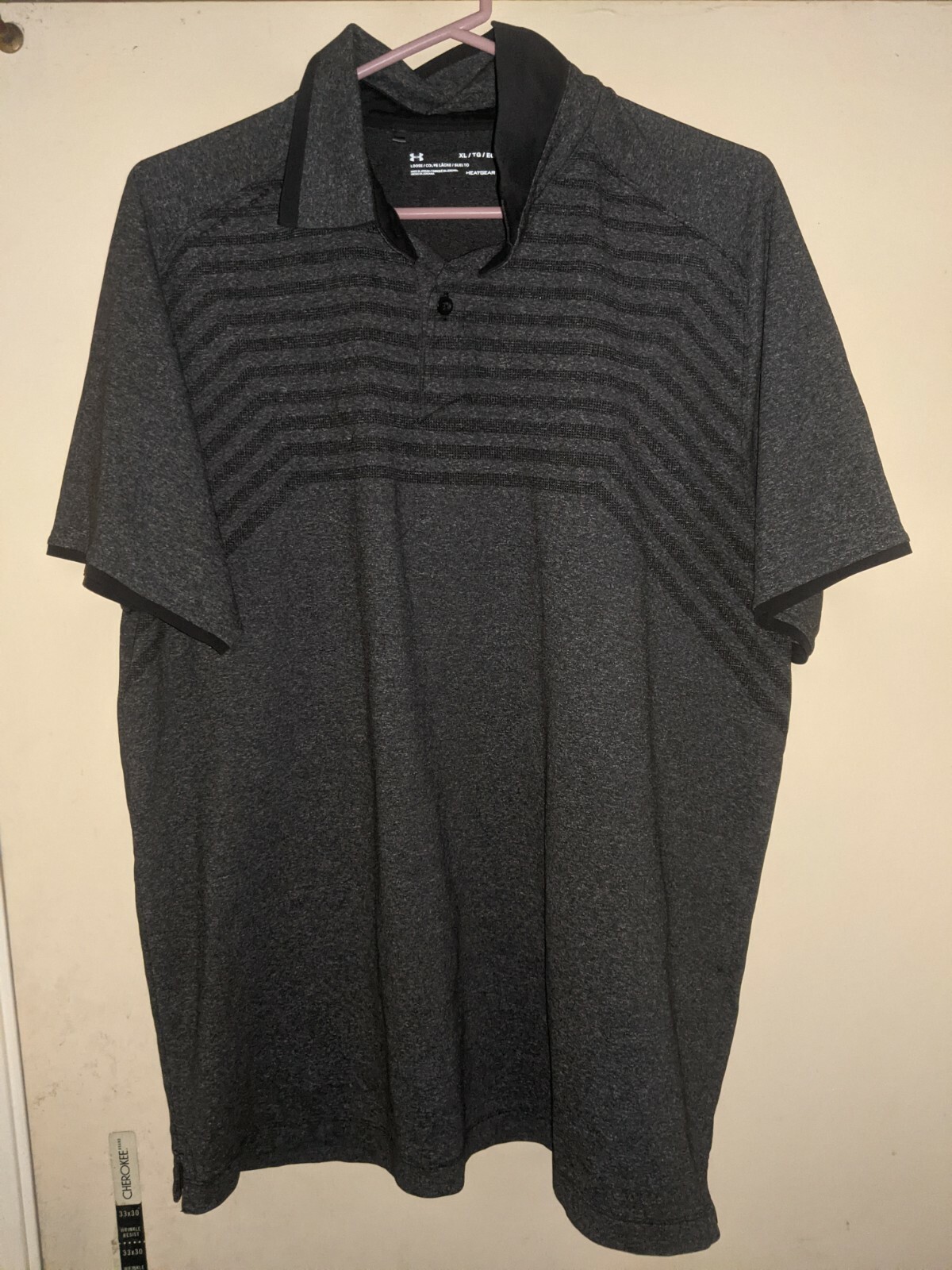 UNDER ARMOUR UA MICROTHREAD CROSS HATCH POLO GREY Sz Mens XL GOLF SHORT SLEEVE gallery