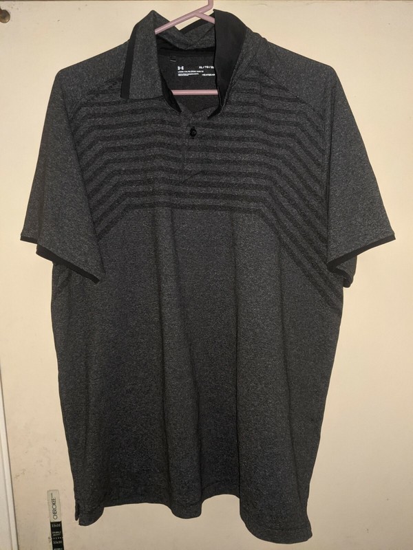 UNDER ARMOUR UA MICROTHREAD CROSS HATCH POLO GREY Sz Mens XL GOLF SHORT SLEEVE gallery