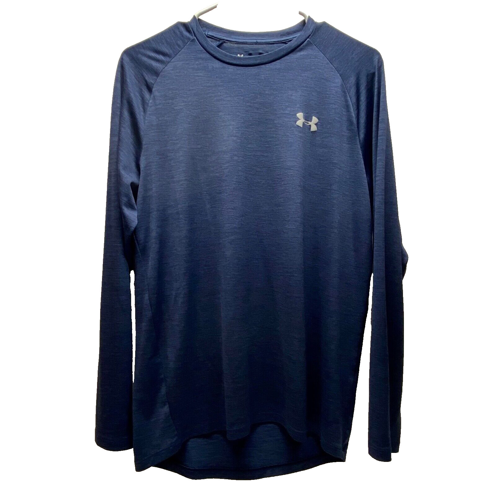 Under Armour Heat Gear Unisex Medium Heathered Navy Stretch Loose Fit EUC gallery