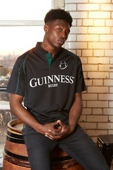 Guinness Irish Ireland Black and Green Short Sleeve Rugby Polo Jersey Shirt New