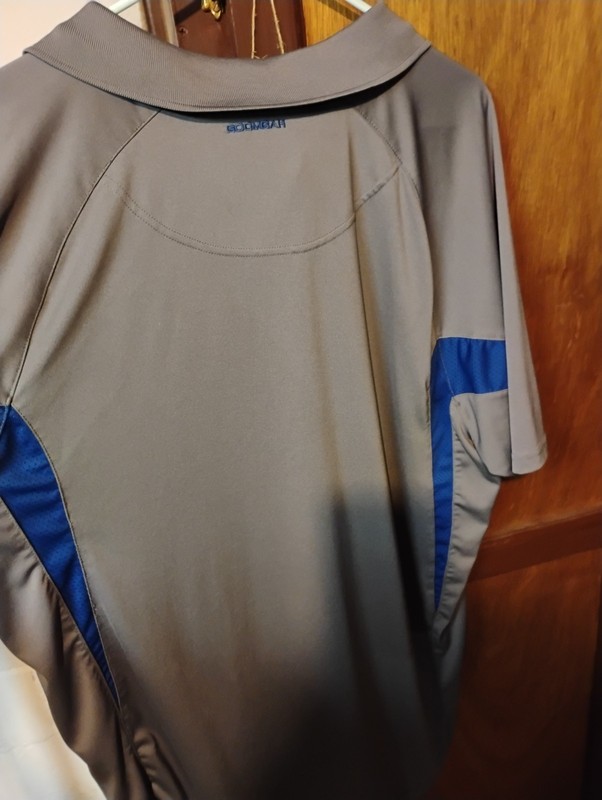 XXL gray and blue vinted boombah brand shirt With blue vinted XXLwith emblem on gallery