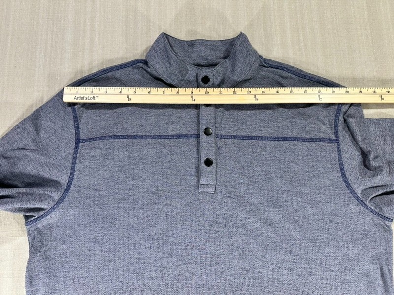 Roundtree&Yorke Performanace Golf Men's Shirt 1/4 Button Long Sleeve Gray #3636 gallery