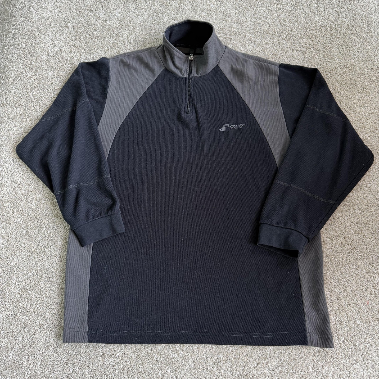Vintage Boss By I.G. Design Pullover Mens Large Black Zip Mock Long Sleeve Top gallery