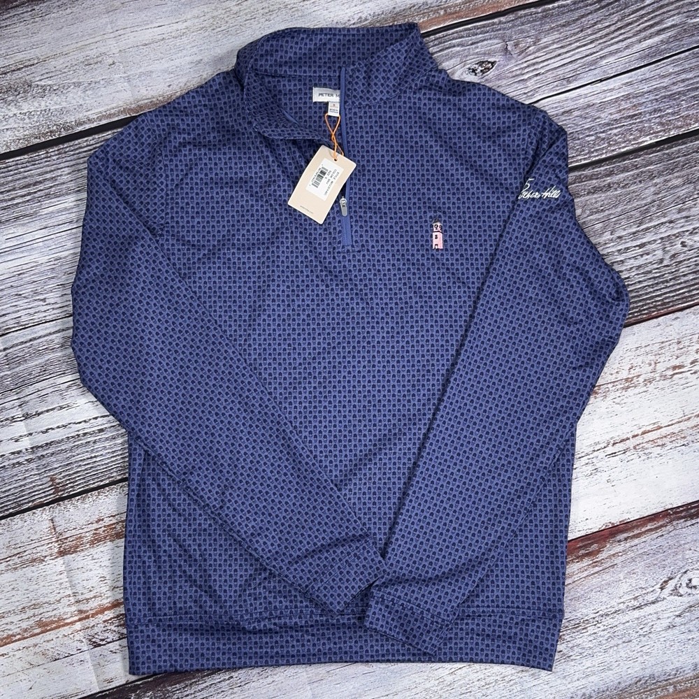 NWT SOUTHERN HILLS CC 1/4 Zip Pullover - Navy Blue Bandana PETER MILLAR - SMALL