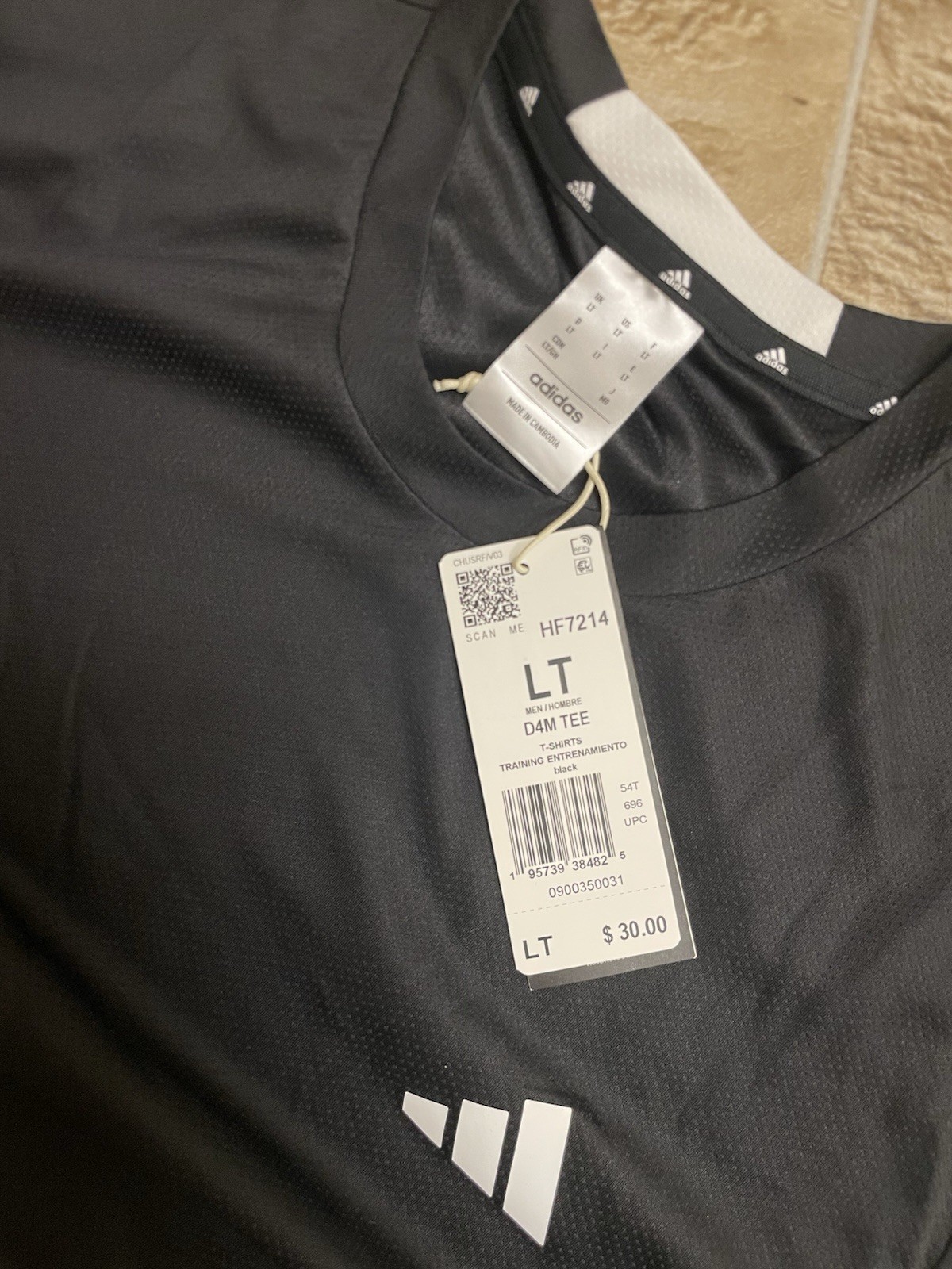 adidas D4M Tee Men's LT Tall Black Crew Neck Short Sleeve Lightweight Polyester gallery
