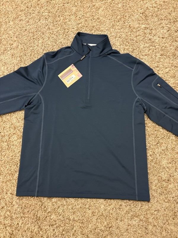 Forrester's Men's Performance Outerwear 1/2 Zip Pullover Navy/White, Size M gallery