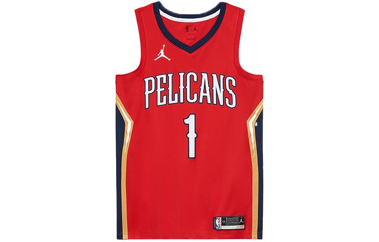 Jordan Nike Williamson Pelicans Statement Edition Jersey Red/Black/Gold gallery